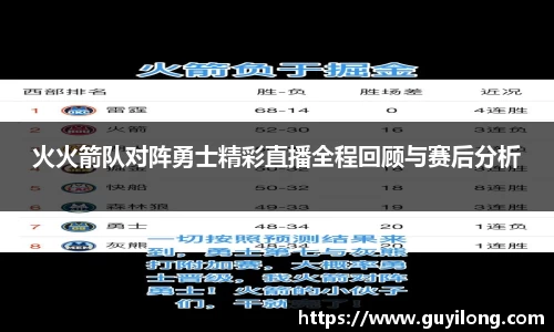 火火箭队对阵勇士精彩直播全程回顾与赛后分析